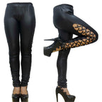 Punk-style Faux Leather Patent Leather Matte Cropped Pants