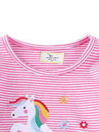 C=Children's Unicorn Ruffle Sleeve Striped T-Shirt
