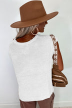 Black Solid Color Sweater Tee with Side Slits