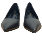 VenusCelia Womens Size 9 Black 3" Block Heel Closed Pointed Toe PU Leather Shoes