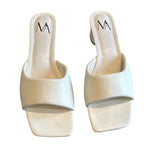Miraazzurra Womens Size 10 Ivory 2" Heel Slide On Open Square Toe Shoes