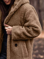 Teddy Bear Hooded Longline Outerwear