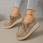 Lace-Up Chunky Sole Suede Pumps