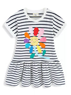 Children's Striped Flower Casual Dress