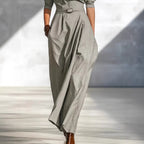 Women’s One-Shoulder Long Dress – Slanted Shoulder Waist-Defined Style