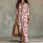 Digital Print Lapel Midi Shirt Dress – 5 Colors, S–3XL