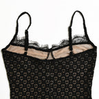 Fashionable Lace Back Split Polka Dot Dress