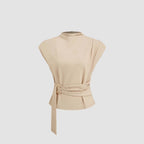 Minimalist European And American Half-high-neck Short-sleeve Top