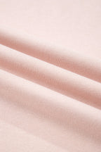Light Pink Plus Color Block Waffle Patchwork Exposed Seam Baggy Sweatshirt