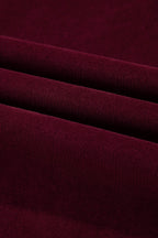 Burgundy Corduroy Solid Color High Waist Wide Leg Pants