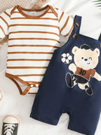 Children's Striped Bodysuit and Overalls Set