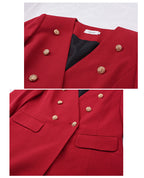 Autumn Large Size Women's Collarless Double-breasted Suit Jacket