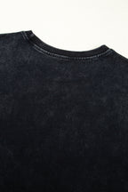 Black Western HOWDY Steer Head Print Side Slits Loose Fit T Shirt