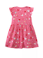 Children's Heart Print Ruffle Sleeve Casual Dress