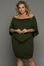 Plus size  Dressing Layered Fiery Red Mini Poncho Dress