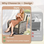 Beige All Weather Wicker Patio Furniture Conversation Set