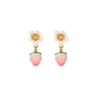 Enamel Strawberry Silver Needle Earrings For Women