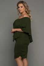Plus size  Dressing Layered Fiery Red Mini Poncho Dress