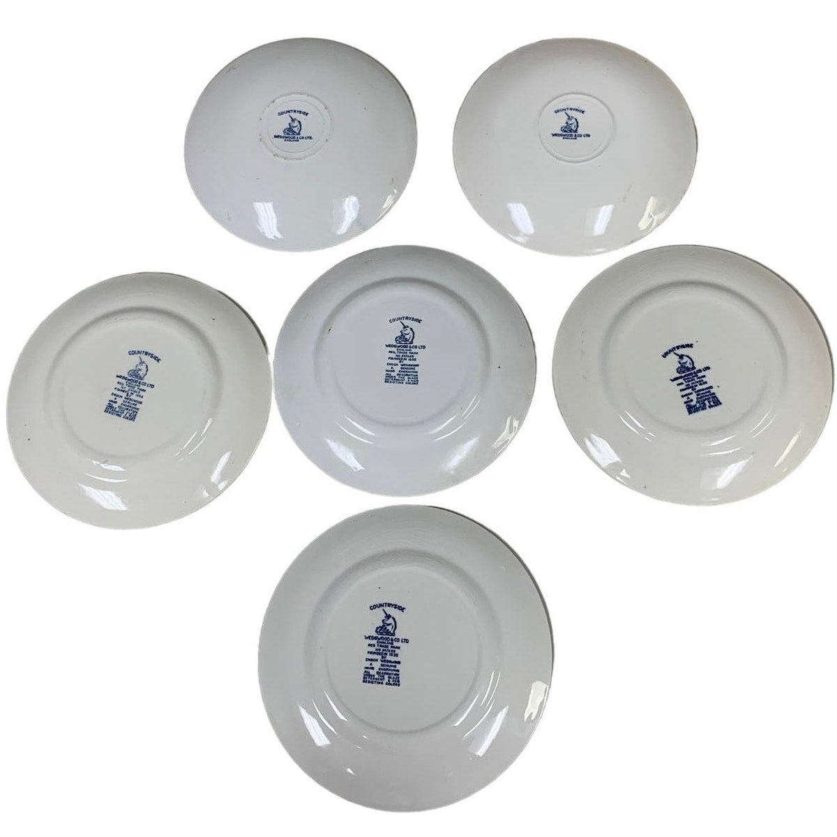 Vintage Countryside Wedgwood Ltd Set of 6 Small Water Wheel Mill Plates