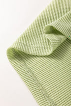 Mint Green Striped Patchwork Textured Colorblock 3/4 Sleeve Knit Top