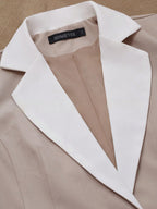 Women’s Contrasting Color Blazer – Elegant Button Formal Jacket