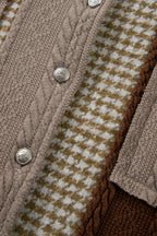 Pink Houndstooth Textured Patchwork Loose Shacket