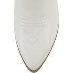 Soda BLAZING Women Size 7.5W Wide White Faux Leather 2.5" Heel Cowboy Boot Shoes