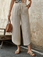 🌿 Women's Cotton-Linen Cropped Drawstring Pants