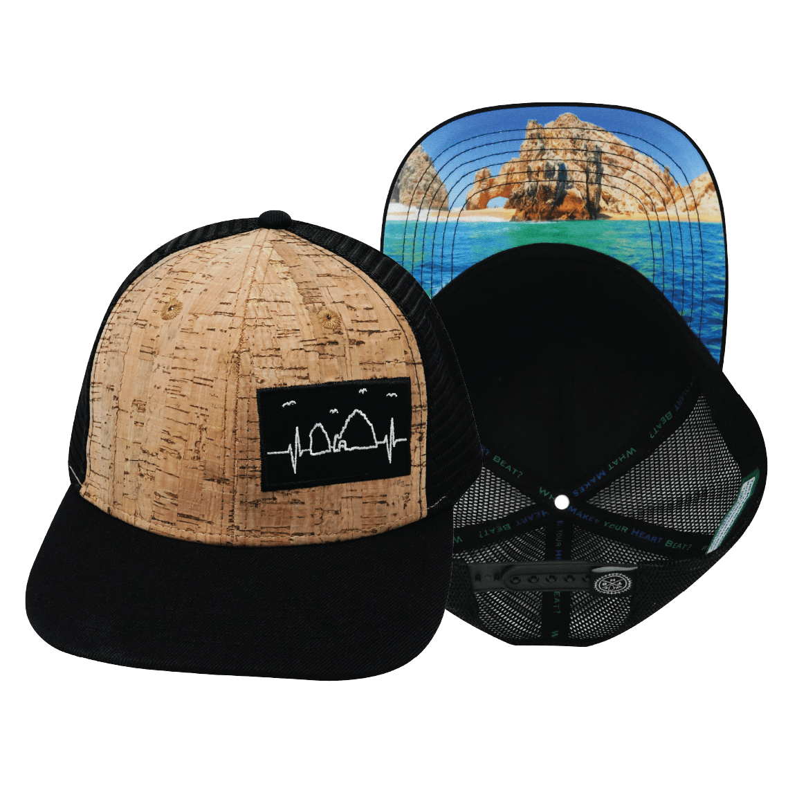 Cabo Hat - Baseball Hat Fit - Cork - Black - Trucker Mesh