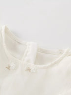 Children's Embroidered Floral Tulle Dress with Lace Detail