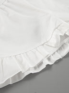 Tie Neck Balloon Sleeve Blouse and Shorts Set