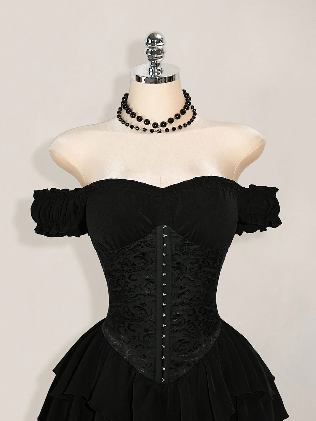 One-Shoulder Dress with a Fitted Waist And Back Tie, Features Puff Sleeves And a Stylish, Elegant Cake Skirt