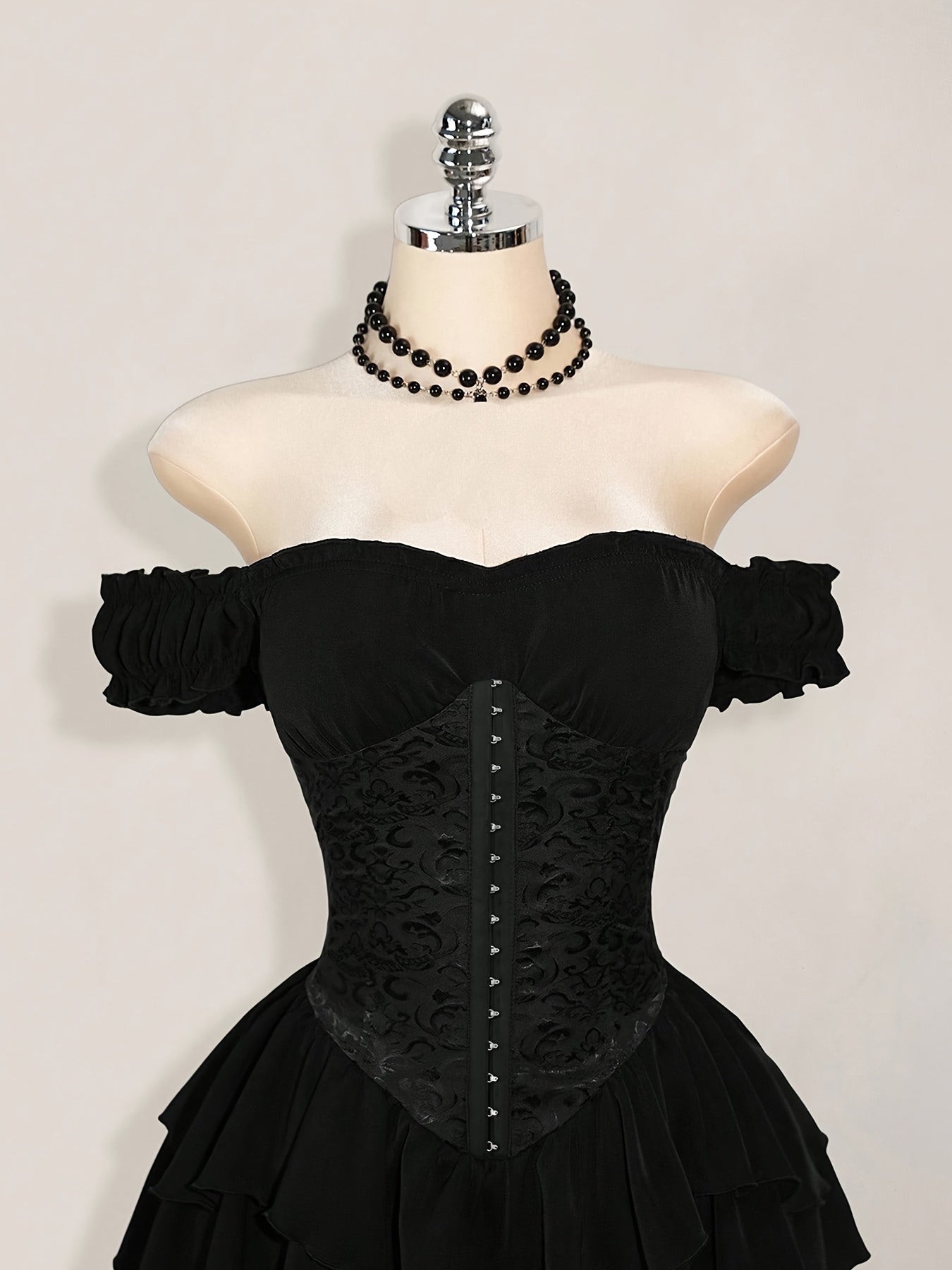 One-Shoulder Dress with a Fitted Waist And Back Tie, Features Puff Sleeves And a Stylish, Elegant Cake Skirt