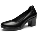 New Dream Pairs Womens Size 9W Wide Black Faux Leather 2.75" Heel Shoes w Flaw