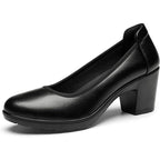New Dream Pairs Womens Size 9W Wide Black Faux Leather 2.75" Heel Shoes w Flaw