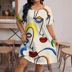 Women’s Casual Printed Round Neck Short Sleeve Dress
