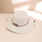 Wide-Brim Leather Patch Fisherman Hat – UV Sun Protection Outdoor Hat