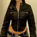 New Stand-up Collar Slim Fit Short Zipper Jacket