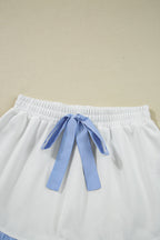 Yellow Cream Gingham Ruffle Hem Long Sleeve Pullover and Shorts Set