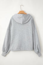 Orange Half Zipper Kangaroo Pockets Drop Shoulder Hoodie