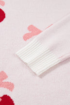 White Cherry Pattern Drop Shoulder Sweater