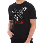 Zodiac Pisces Sign Graphic Design Short Sleeve Cotton Jersey T-Shirt