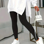 Casual 2-Piece Set Solid Color Leggings & Letter Print Hooded Sweatshirt