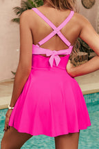 Crisscross V-Neck One-Piece Swimwear