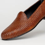 15-211-CGN CESTINO Calfskin Basketweave Slip On, Cognac