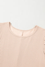 Bright Pink Corded Crew Neck Puff Sleeve Mini Dress