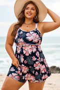 Skobeloff Plus Size Ribbed Contrast Trim Adjustable Straps 2pcs Swimsuit