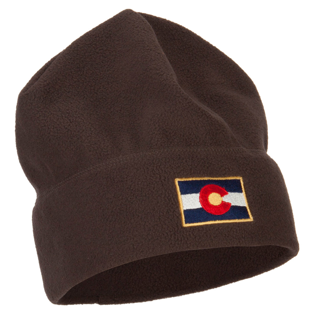 Colorado Flag Embroidered Big Size Fleece Beanie