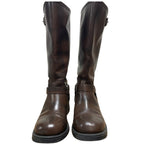 Aminugal Womens Size 9 Brown 1.5" Heels Knee High Boots Round Closed Toe Shoes