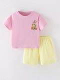 Children's Floral Print Short Sleeve T-Shirt & Shorts Set